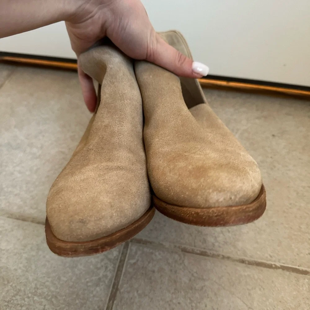 Free People Charm Double V Camel Suede Ankle Boot Boots real‎ leather size 7